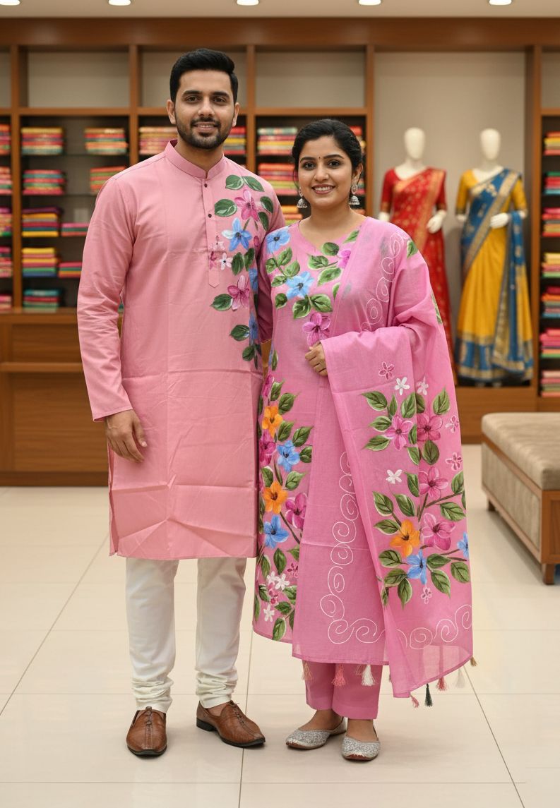 Panjabi Three Piece Couple Set - Image 4