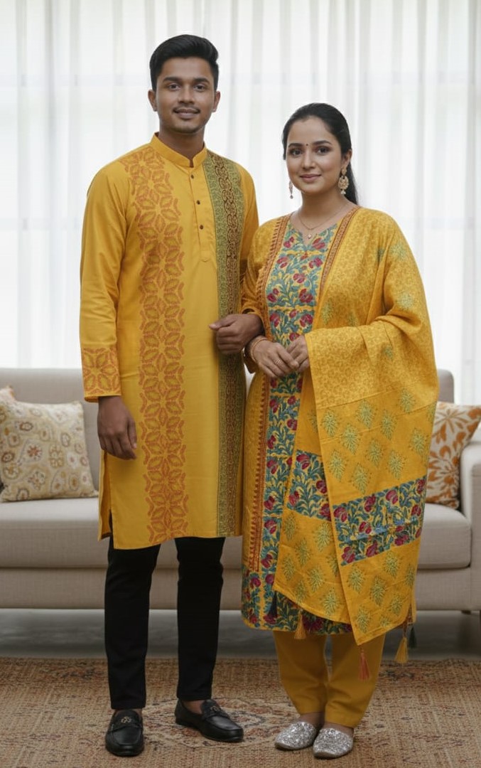 Panjabi Three Piece Couple Set - Image 7