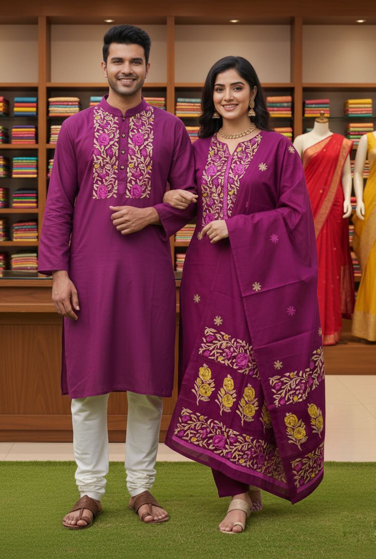 Panjabi Three Piece Couple Set - Image 6