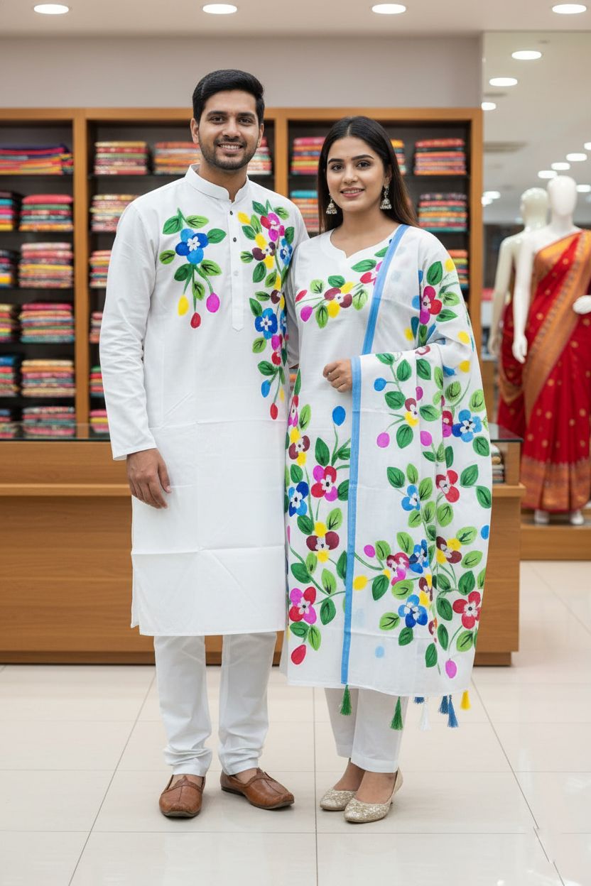 Panjabi Three Piece Couple Set - Image 2