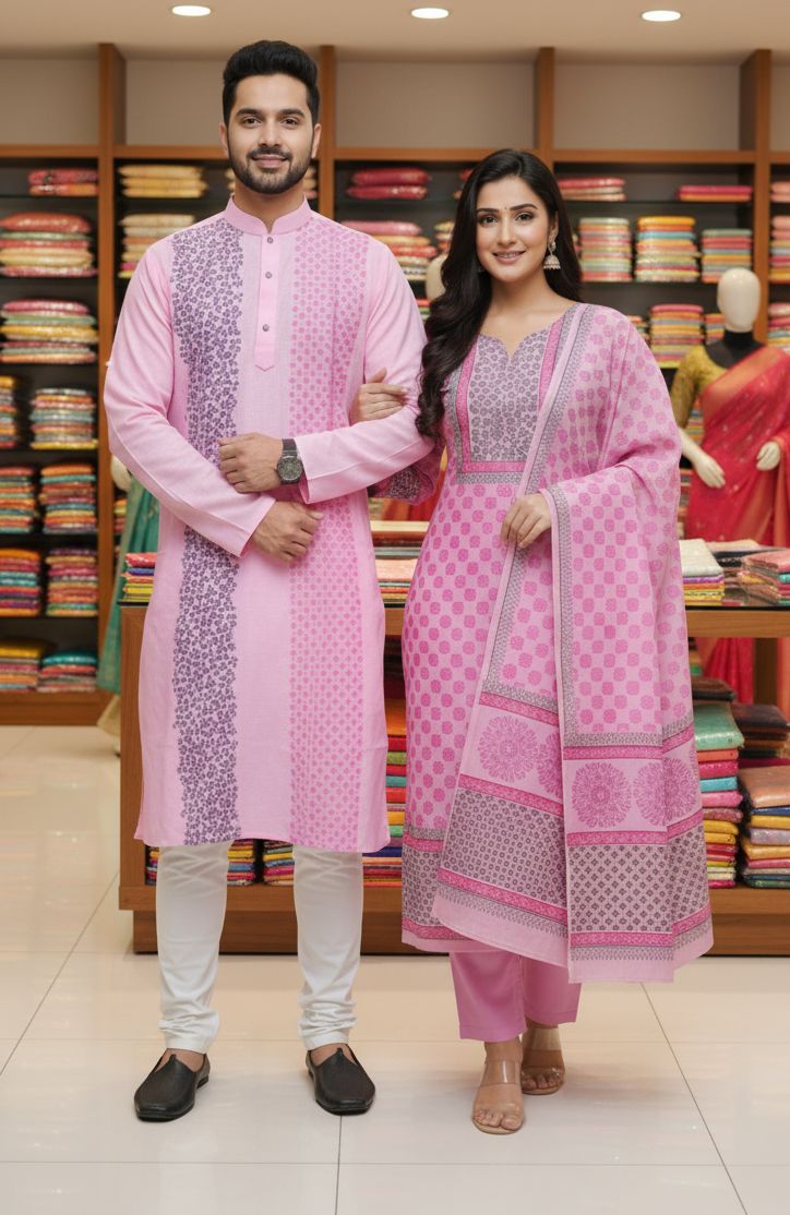 Panjabi Three Piece Couple Set - Image 5